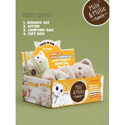 Orange Toys Millie Plyšová kočka s koťátkem a pelíškem 40 cm - obrázek