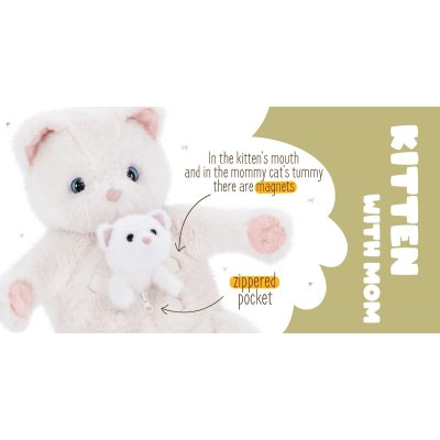 Orange Toys Millie Plyšová kočka s koťátkem a pelíškem 40 cm - obrázek