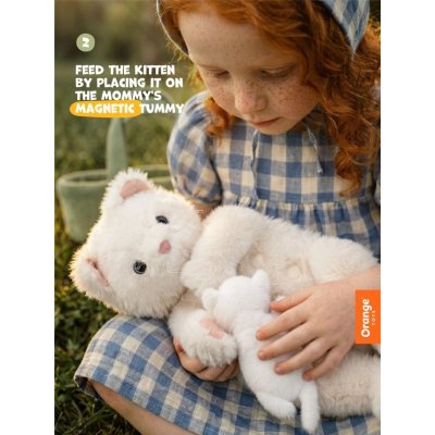 Orange Toys Millie Plyšová kočka s koťátkem a pelíškem 40 cm - obrázek