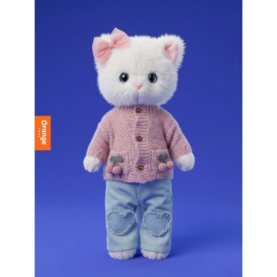 Orange Toys Lucky Kitty Plyšová kočička - Sophie Knitted Cherries - obrázek