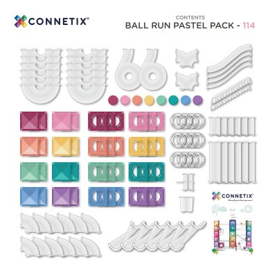 Connetix Magnetická kuličková dráha - Pastel Ball Run Pack, 114 ks - obrázek