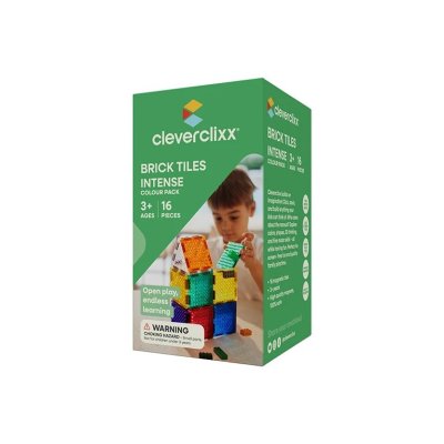 Cleverclixx Magnetická stavebnice Intense Brick Tiles Pack, 16 ks