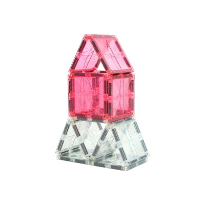 Cleverclixx Magnetická stavebnice Transparent Glitter Tiles Pack - Růžová, 16 ks - obrázek