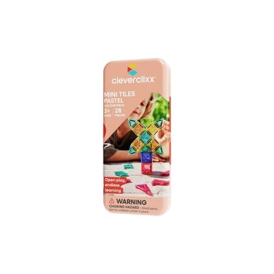 Cleverclixx Magnetická stavebnice Pastel Mini Tiles Pack, 28 ks