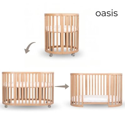 Espiro Oasis 3v1 Postýlka s matracemi - Light Wood - obrázek