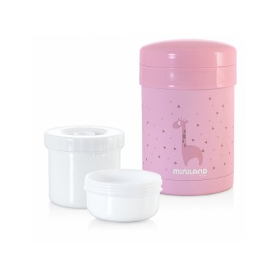 Miniland termoska Thermic a kelímky na jídlo 700 ml - Pink