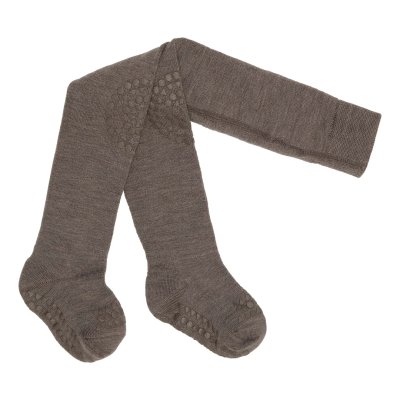 GoBabyGo Protiskluzové punčochy Merino - Light Brown Melange, vel. 6 - 12 měsíců