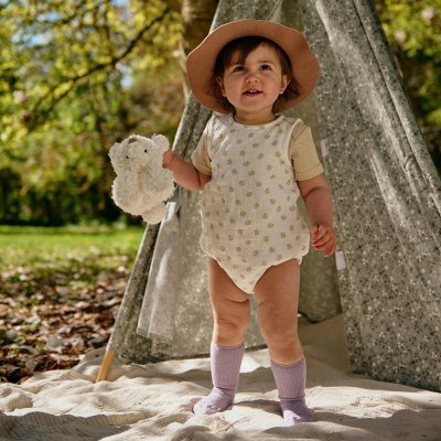 GoBabyGo Protiskluzové ponožky Bamboo - Lavender Grey, vel. 1 - 2 roky - obrázek