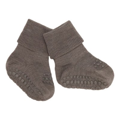 GoBabyGo Protiskluzové ponožky Bamboo - Light Brown Melange, vel. 6 - 12 měsíců - obrázek