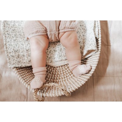 GoBabyGo Protiskluzové ponožky Bamboo - Soft Pink, vel. 6 - 12 měsíců - obrázek