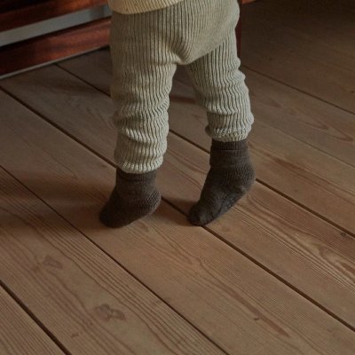 GoBabyGo Protiskluzové ponožky Wool - Brown Melange, vel. 6 - 12 měsíců - obrázek