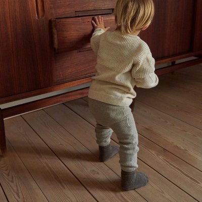 GoBabyGo Protiskluzové ponožky Wool - Brown Melange, vel. 6 - 12 měsíců