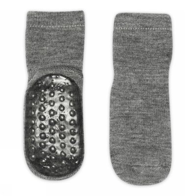 GoBabyGo Protiskluzové ponožky Wool - Grey Melange, vel. 1 - 2 roky