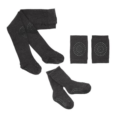 GoBabyGo Protiskluzový startovací set - Dark Grey Melange, vel. 6 - 12 měsíců - obrázek