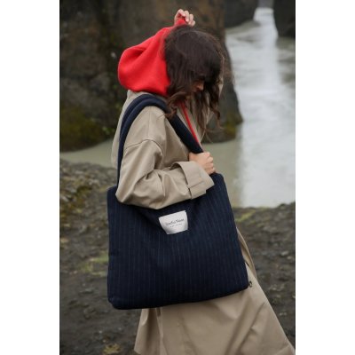 Studio Noos Taška Mom Bag Flannel Chalkstripe - Dark Blue - obrázek