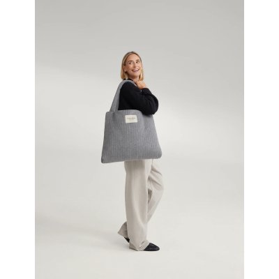 Studio Noos Taška Mom Bag Flannel Chalkstripe - Light Grey - obrázek