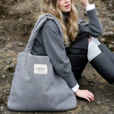 Studio Noos Taška Mom Bag Flannel Chalkstripe - Light Grey