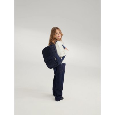Studio Noos Dětský batoh Midi Flannel Chalkstripe - Dark Blue - obrázek