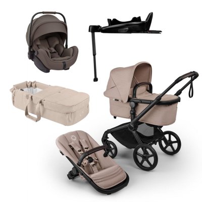 Bugaboo Fox5 Renew Kočárek Trojkombinace + Novorozencké hnízdo - Black/Desert Taupe Melange/Chestnut