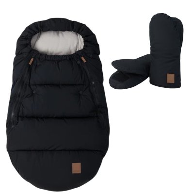 Leokid Set Fusak Olaf + Rukavice na kočárek - Black Coal