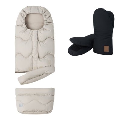 Leokid Set Fusak Transformer + Rukavice na kočárek - Cement Beige/Black