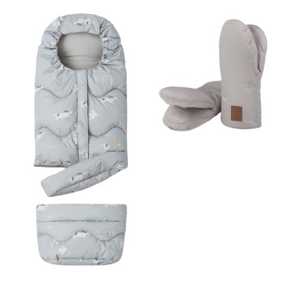 Leokid Set Fusak Transformer + Rukavice na kočárek - Light Grey Woof/Sand