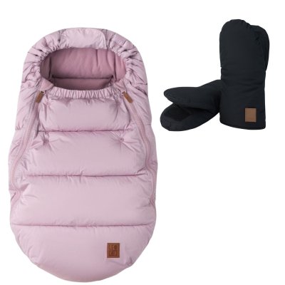 Leokid Set Fusak Olaf + Rukavice na kočárek - Foggy Pink/Black