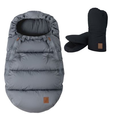 Leokid Set Fusak Olaf + Rukavice na kočárek - Grey Reef/Black