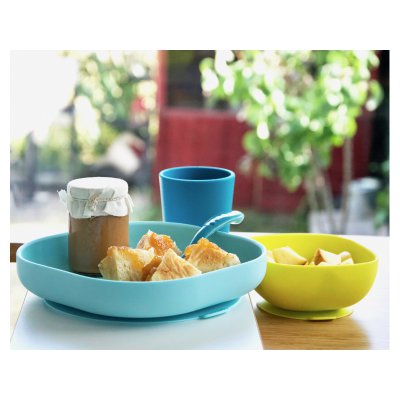 Béaba jídelní sada silikonová 4dílná - Blue - obrázek