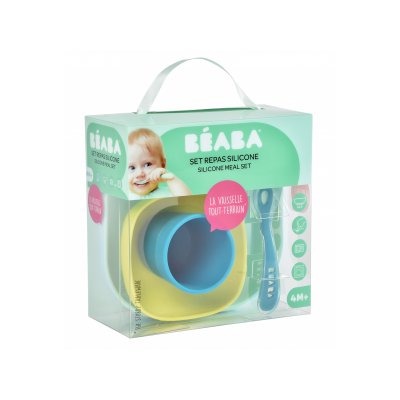 Béaba jídelní sada silikonová 4dílná - Blue - obrázek