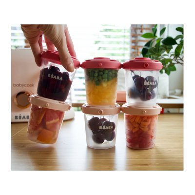 Béaba skladovací kelímky na jídlo 6x200 ml - Pink - obrázek