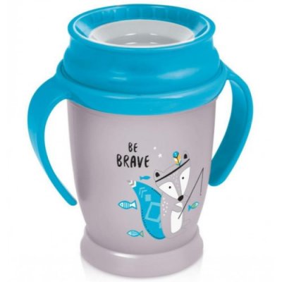 LOVI Hrníček 360° Junior s úchyty Indian Summer - 250 ml, modrý