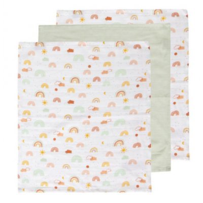 Bébé Jou mušelínové žínky na obličej 3 ks - Rainbow Sky - obrázek