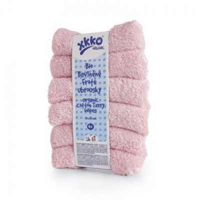 XKKO Organic bavlněné froté ubrousky  - Baby Pink 21 x 21 - 6 ks
