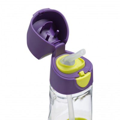 b.box láhev na pití s brčkem 450 ml - Fialová/zelená - obrázek