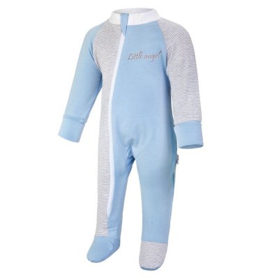 Little Angel overal tenký dlouhý rukáv Outlast® - Sv. modrá/pruh bílošedý melír, vel. 86