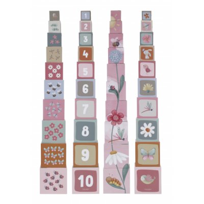 Little Dutch kostky komín 10 ks - Květiny a motýli - obrázek