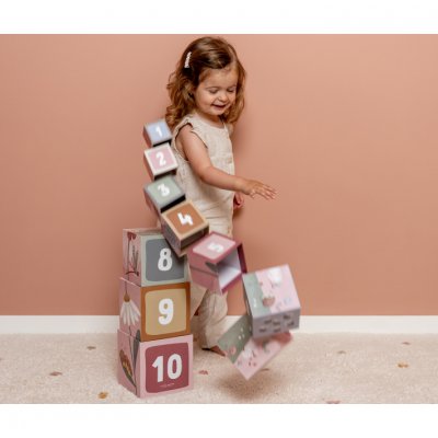 Little Dutch kostky komín 10 ks - Květiny a motýli - obrázek