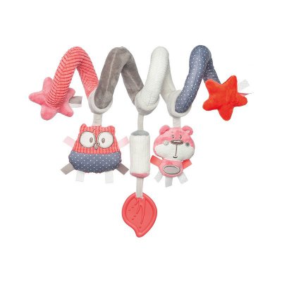 Canpol plyšová spirála do kočárku Pastel friends - Červená