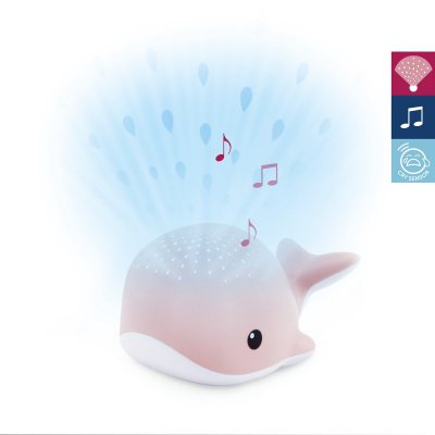 Zazu noční projektor s melodiemi velryba Wally - Růžová
