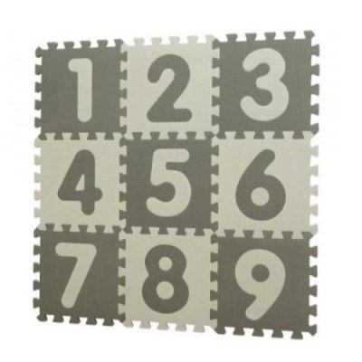 BabyDan hrací podložka puzzle 90 x 90 cm - Grey Numbers - obrázek