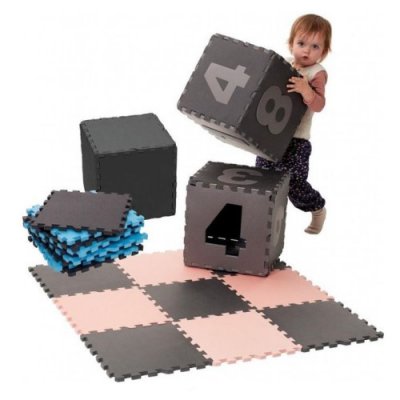 BabyDan hrací podložka puzzle 90 x 90 cm - Grey Numbers - obrázek