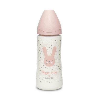 Suavinex Hygge Premium láhev na kaši 360 ml - Růžový králíček