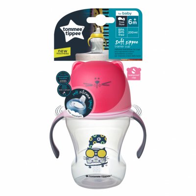 Tommee Tippee hrnek s pítkem Soft 230 ml 6m+ - Pink - obrázek