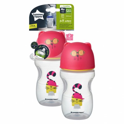 Tommee Tippee hrnek s pítkem Soft 300 ml 12m+ - Pink - obrázek