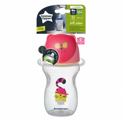 Tommee Tippee hrnek s pítkem Soft 300 ml 12m+ - Pink - obrázek